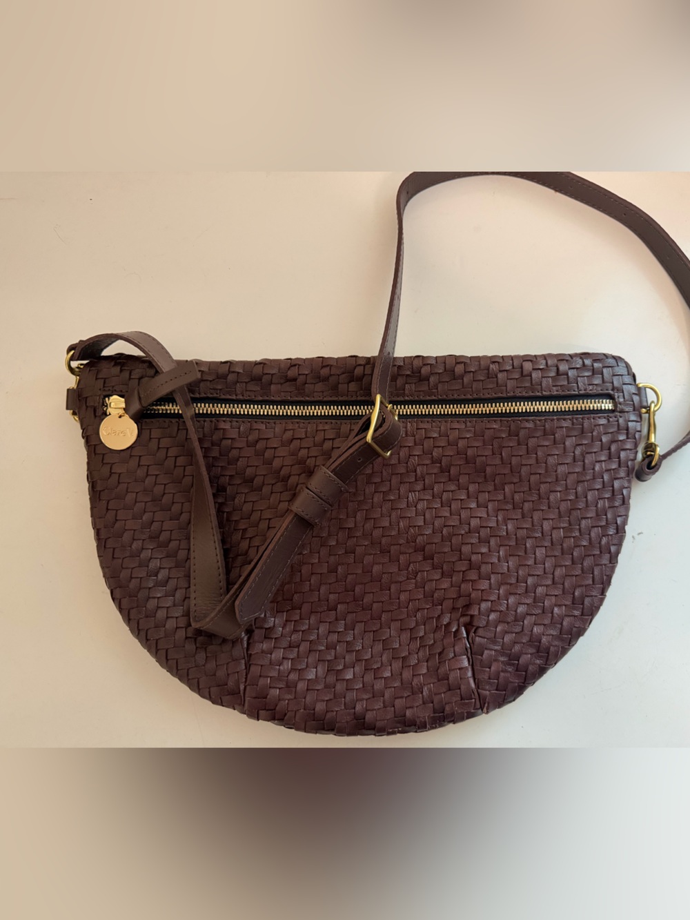 Clare V. Grande Fanny Woven Zig Zag Plum